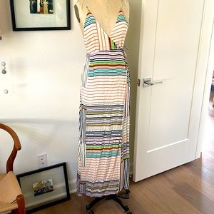 Yummy candy striped cross over maxi dress